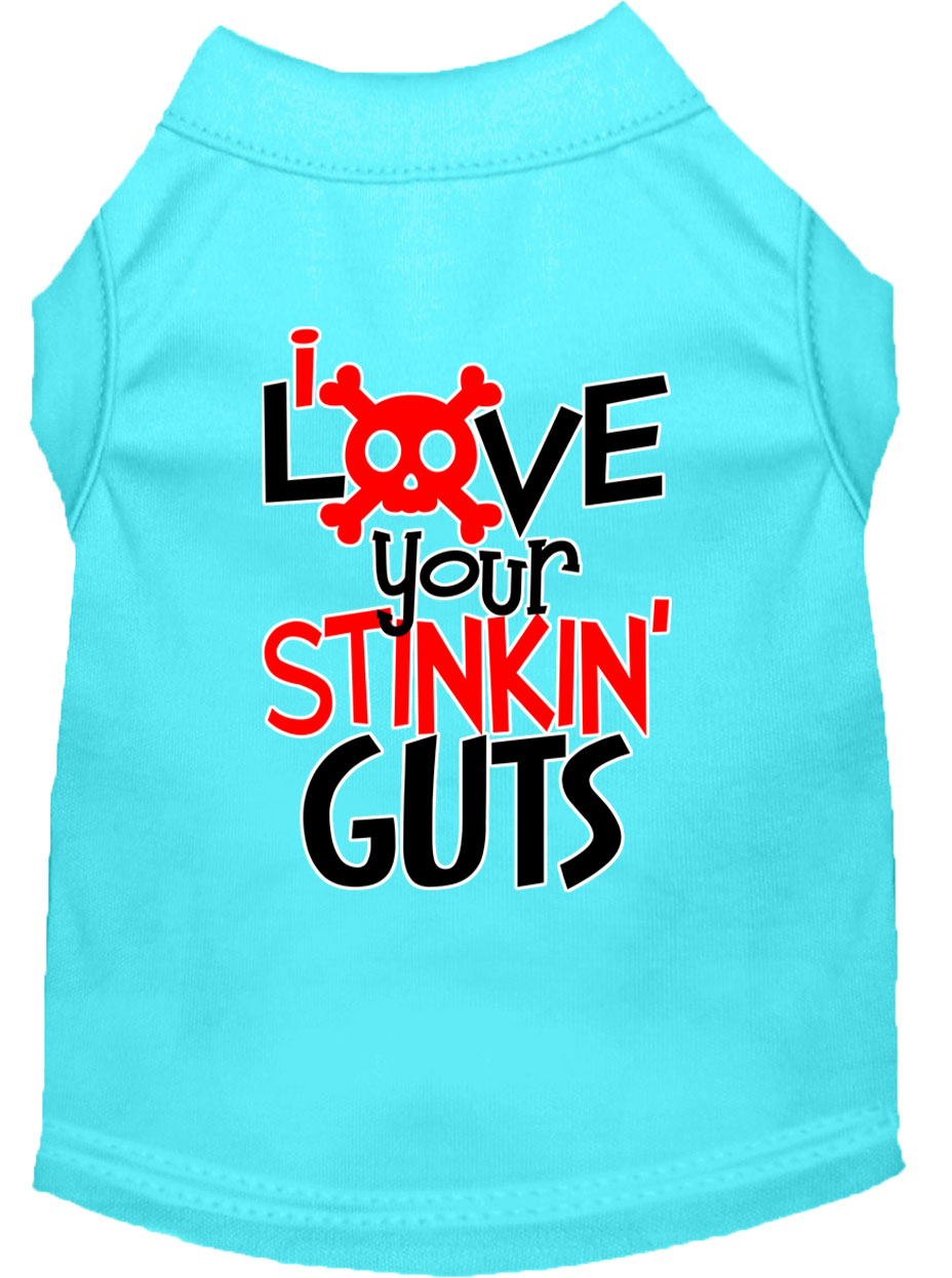 Love your Stinkin Guts Screen Print Dog Shirt Aqua XXL
